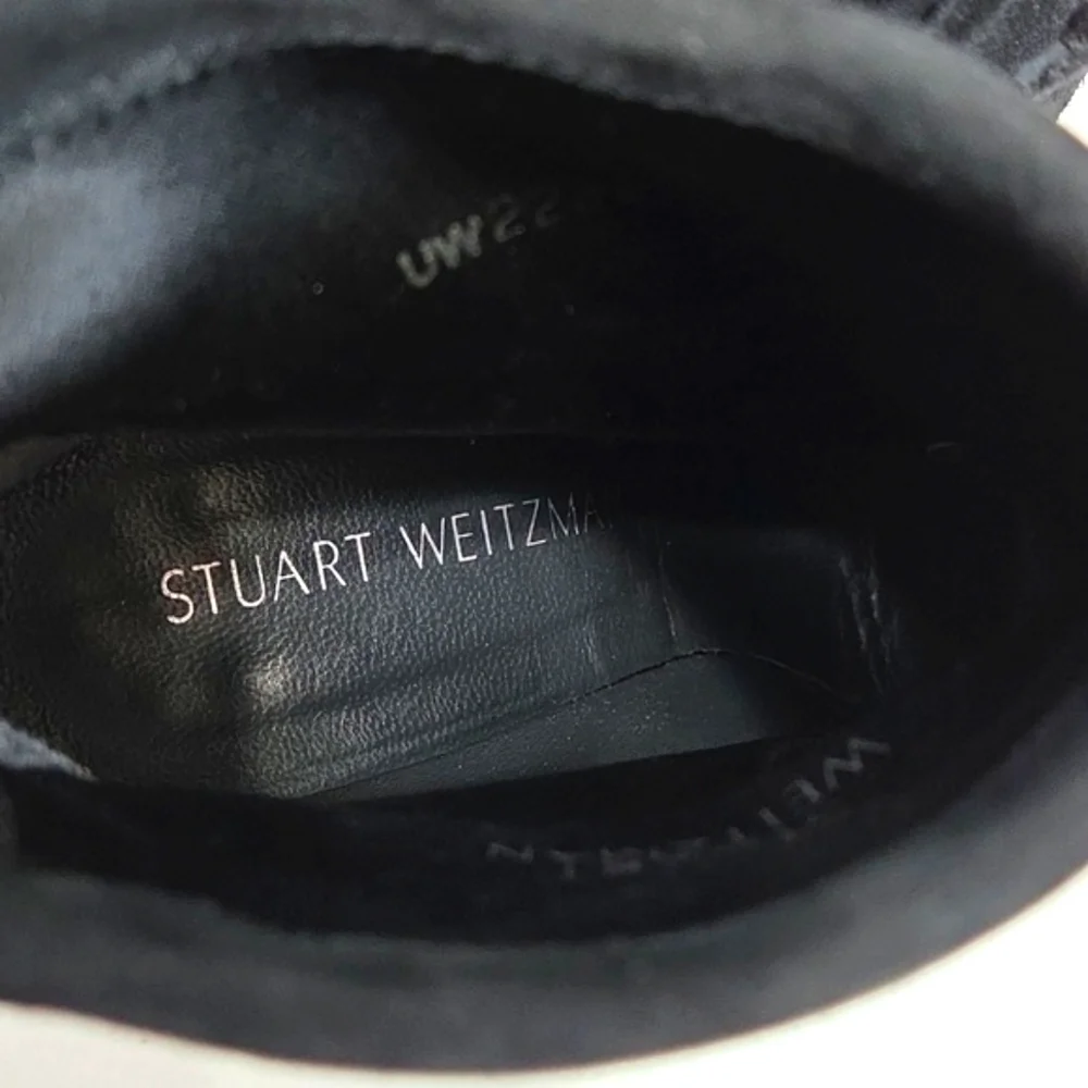 Stuart Weitzman Catch Suede Ankle Tie Bootie Black